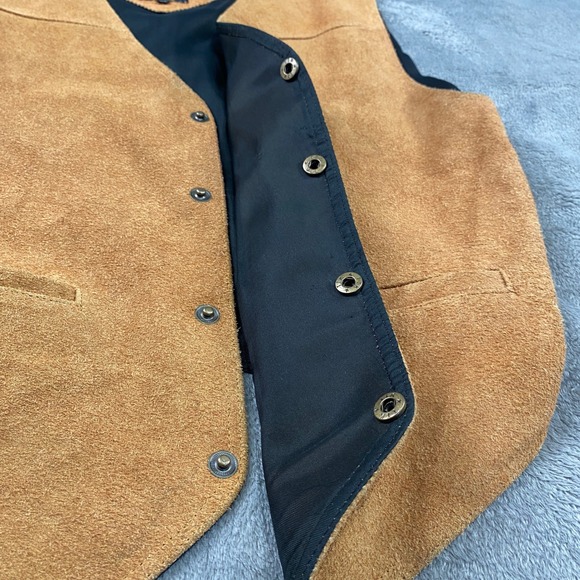 PARAGRAFF Vest Men XL Genuine Leather Suede Tan Western Cowboy Exclusive Vintage - Picture 8 of 10